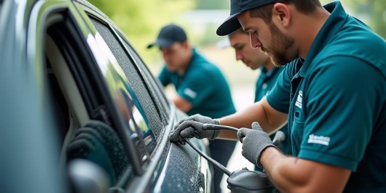 L’équipe Lavage Éclat en pleine action sur un véhicule à Lyon
