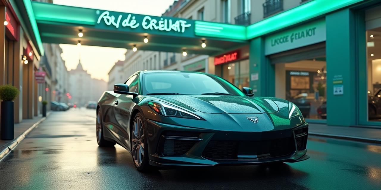Une voiture brillante devant Lavage Éclat à Lyon